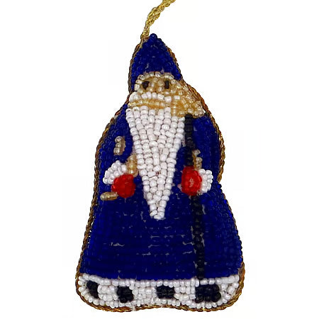 Blue Beaded Nicholas Ornament