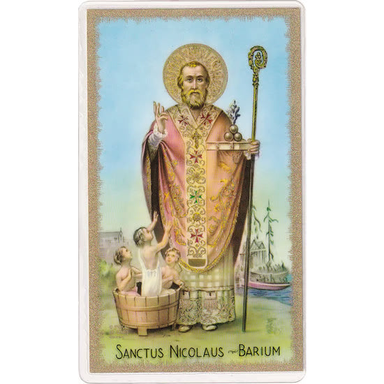 3 Laminated St. Nicholas Prayer Cards - Barium