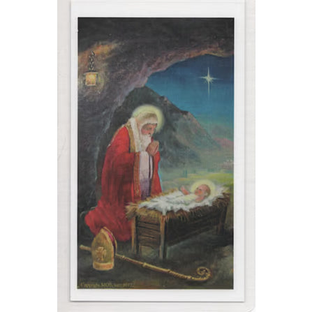 2 Laminated St. Nicholas with Manger Prayer Cards