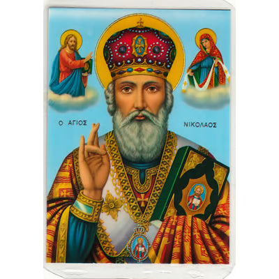 3 St. Nicholas Prayer Cards - 2 Greek