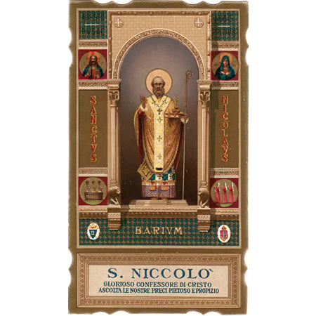 4 St. Nicholas Prayer Cards from Bari, Italy - Barium
