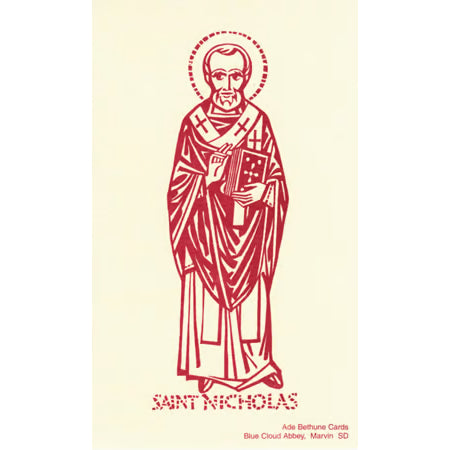 10 St. Nicholas Prayer Cards - Ade Bethune Red