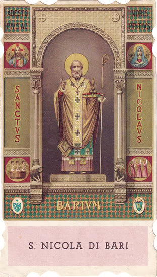 4 St. Nicholas Prayer Cards from Bari, Italy - Barium