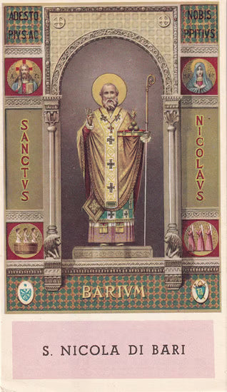 4 St. Nicholas Prayer Cards from Bari, Italy - Barium