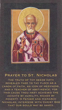3 St. Nicholas Prayer Cards - 2 Greek