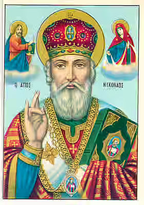 3 St. Nicholas Prayer Cards - 2 Greek