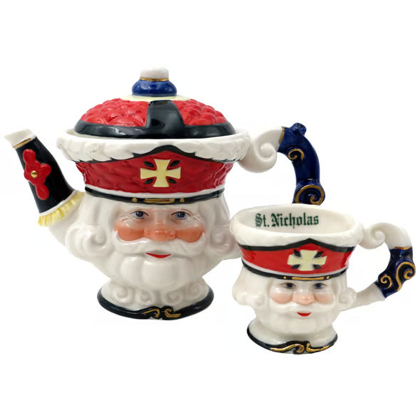 St. Nicholas Tea Pot with Two Cups